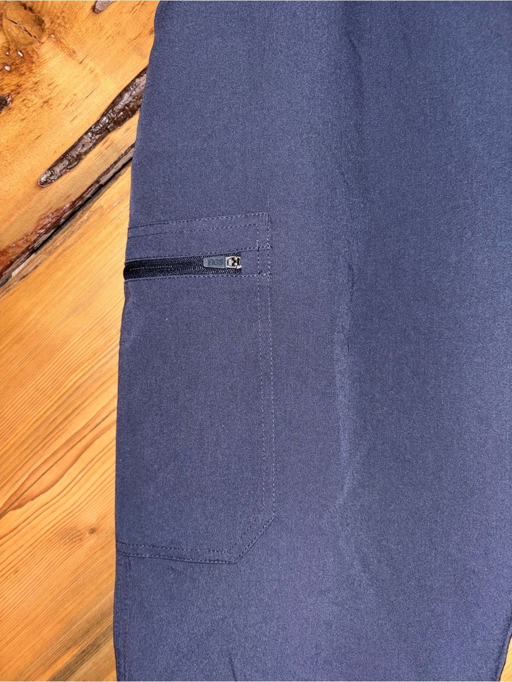 Figs Navy Scrub Pants with Olive Drawstring - Picture 3 of 6
